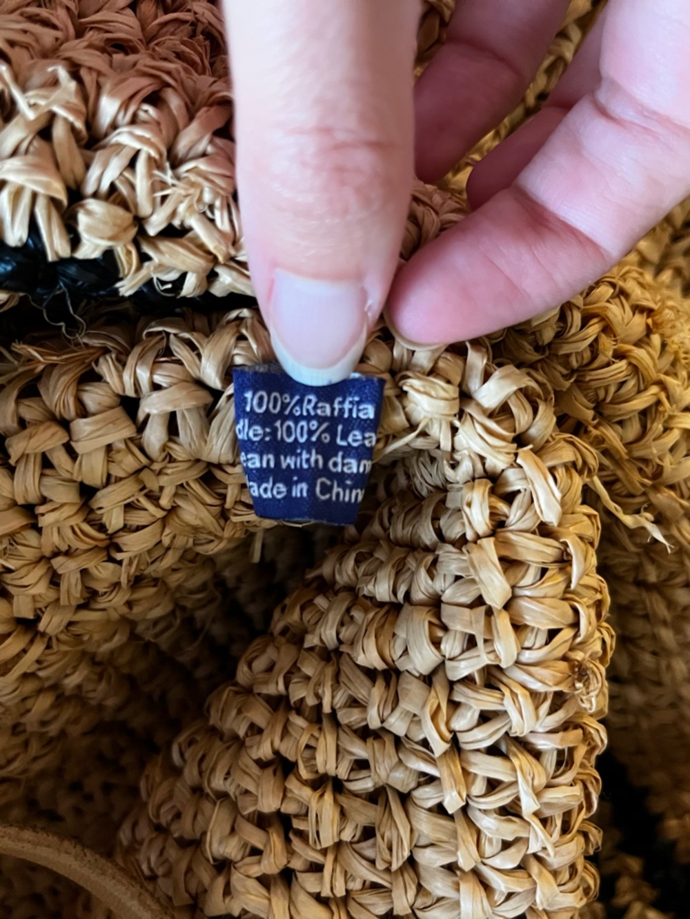 Hat Attack Luxe Stripe Tote 100% Raffia Natural/Black LARGE Summer Beach Boho - Picture 11 of 12